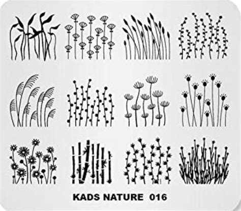 Kads Nature 016 Grass Flower Nail Stamping Plates Garden Quotes