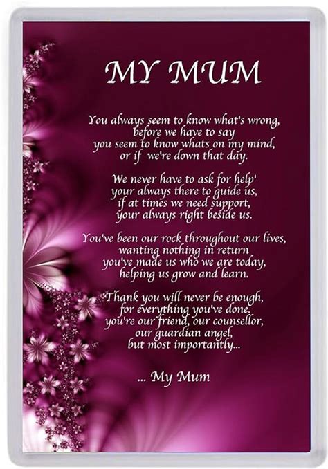 Personalised My Mum Poem Fridge Magnet Mothers Day Birthday Christmas