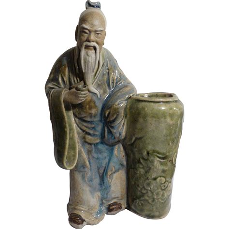 Large Chinese Mudman Standing Sage With Brushpot and Cup | China art, Art, Asian art