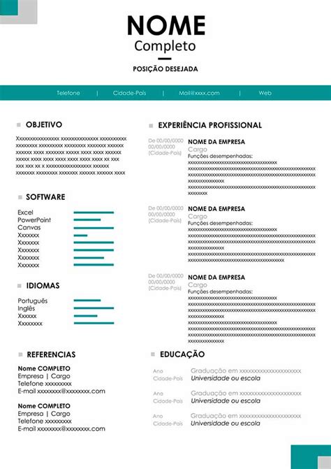 Cv word pronto per essere scaricato, personalizzato e stampato in formato pdf. Modelo de Currículo em PDF Simples - Grátis | Curriculum Vitae