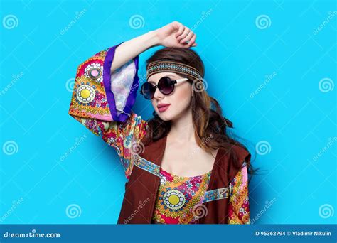 Portrait Of Young Hippie Girl With Sunglasses Stock Photo Image Of
