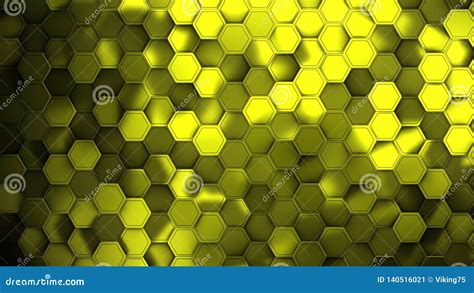 Yellow Hexagons Modern Backgroun Illustration 3d Render Stock