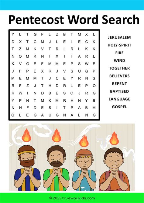 Pentecost Word Search For Kids Free Printable Pentecost Sunday