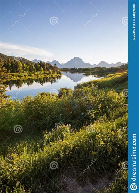 Beautiful Sunset At Oxbow Bend Overview Snake River Grand Teton