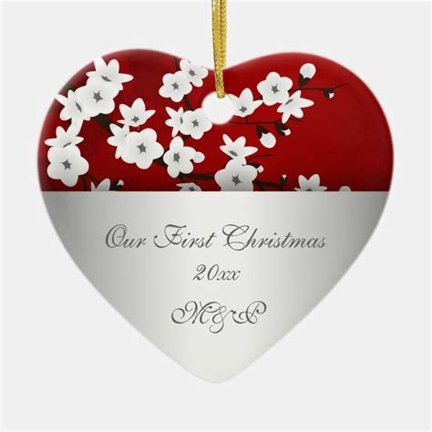 Our First Christmas Together Cherry Blossom Ceramic Ornament Zazzle