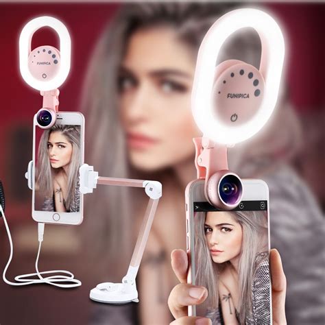 Lieq Beauty Selfie Lamp Phone Lens Tripod Rechargeable Fill Light For