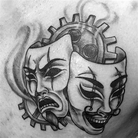 60 Drama Mask Tattoo Designs For Men Theatre Ink Ideas