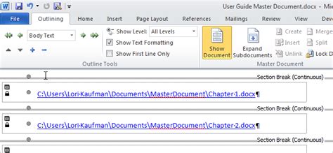 Create A Master Document In Word 2010 From Multiple Documents
