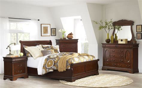 Set (queen bed, nightstand, and dresser), created for macy's. Chateau Vintage Cherry Panel Bedroom Set from Largo ...