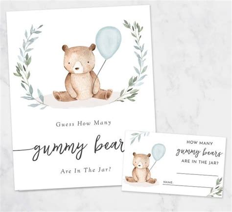 Guess How Many Gummy Bears Are In The Jar Bear Baby Shower Sign Gummy