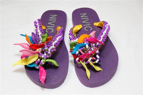 hand beaded purple slippers flip flop ghana hand made slippers ghana beaded flip flops purple