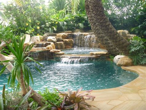 Tropical Pool Waterfalls Exótico Piscina Miami De Matthew