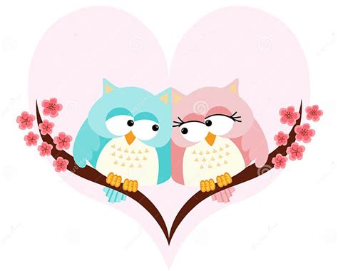 owls couple in love on background of a heart stock vector illustration of cartoon sweet 69800085