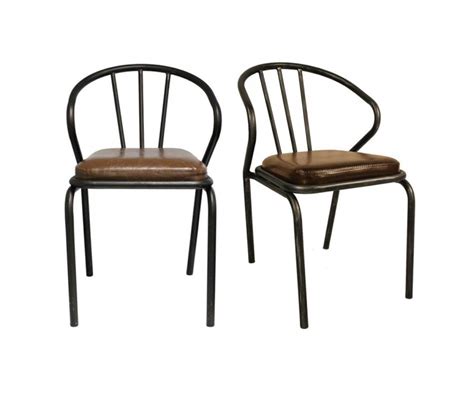 Lot de 2 chaises en métal et simili style industriel JANEMA