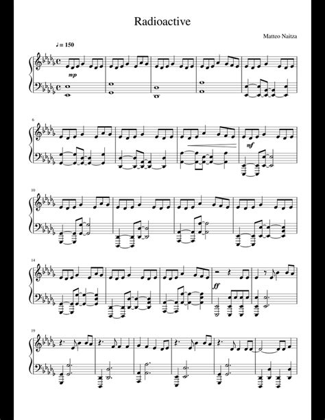 Radioactive Sheet Music For Piano Download Free In Pdf Or Midi