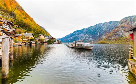 Hallstatt Austria Beautiful Autumn View Of Hallstatt Stock Image