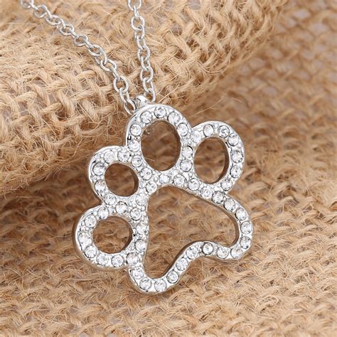 Charming Silver Plated Dog Paw Necklace Skiverr