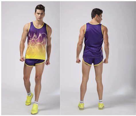 men sport suits marathon clothes vest shorts racing kits track and field clothing jogging