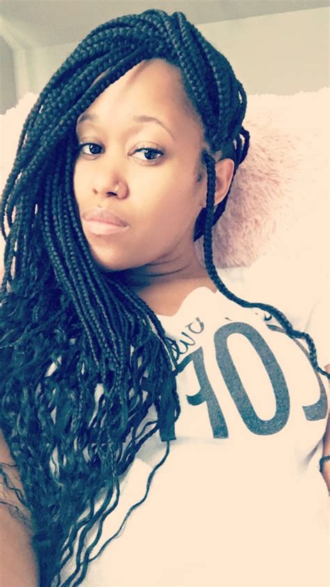 Box Braids With Wavy Ends Medium Size Weave Hairstyles African