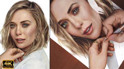 Real Time Drawing Elisabeth Olsen In Colored Pencil Part 2 Youtube
