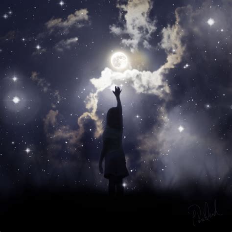 A Person Reaching Up To The Stars In The Night Sky With Their Hand