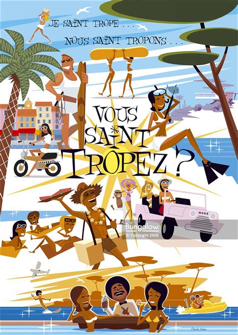 Vous St Tropez Par Charlie Adam Bungalow Graphics Achat Tableaux And Affiches Lart Dété
