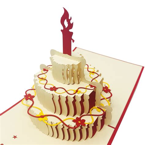 Wow Birthday Cake Candle 3d Pop Up Greeting Card Wow Pop Up Card