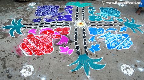 Denna kolam med 10 prickar är ett trevligt sätt att få de viktigaste föremålen för festivalen dras på golvet. Pongal Pulli Kolam / Simple Pongal Panai Kolam 2019 Kolam By Sudha Balaji - Pongal kolams and ...