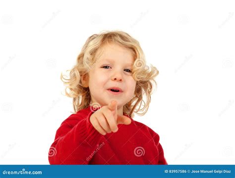 Cute Kid Pointing With His Finger Stock Photo Image Of Hair Isolated