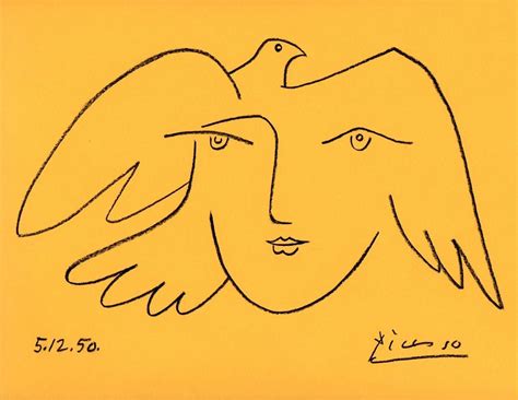 Pablo Picasso Original Drawing Signed Face Of Peace 1817900025