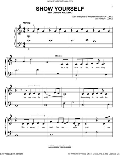 Show Yourself From Disneys Frozen 2 Sheet Music For Piano Solo Big