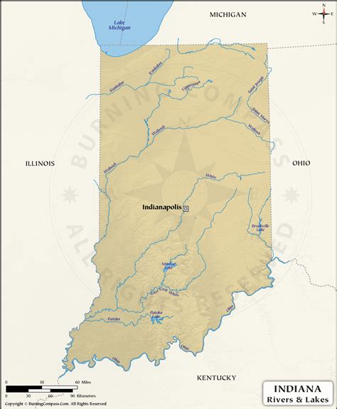 Indiana River Map Indiana Rivers And Lakes