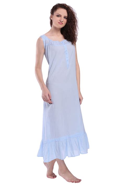 Womens Sleeveless Victorian Style Nightgown Sleepwear Cotton Long
