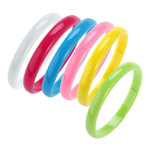6pcs Fashion Plastic Bangle Bracelets Candy Color Bracelet For Women