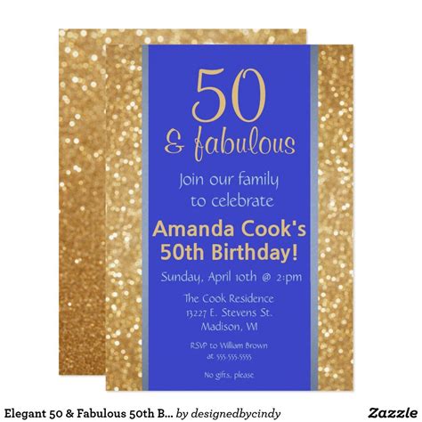 Elegant 50 And Fabulous 50th Birthday Invitation