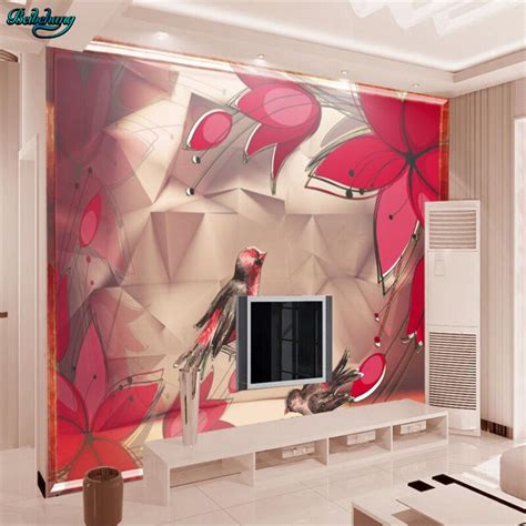 Beibehang Besar Wallpaper Kustom Cina Modern Estetika Bunga 3d Latar