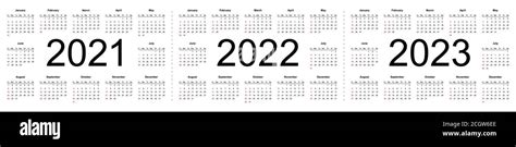 Calendario Simple Diseño Para 2021 2022 Y 2023 Años La Semana