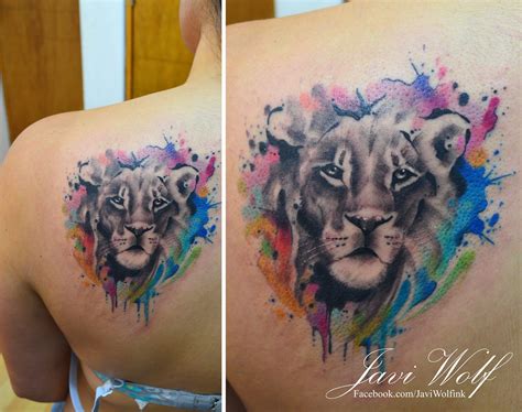 Increible León En Acuarelas By Javi Wolf Tiger Tattoo Small Lion Back