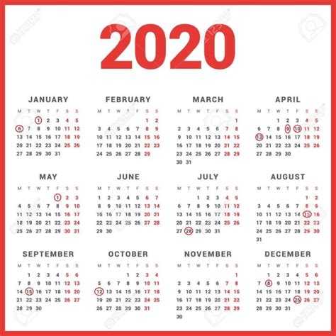 Calendario 2020 Con Dias Festivos Marcados