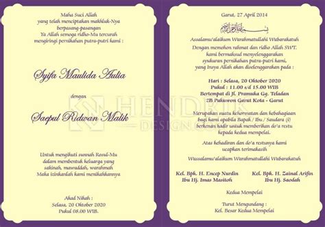 Perayaan pernikahan diikuti dengan acara syukur adalah hal yang. Contoh Kartu Undangan Pernikahan Muslim | Undangan ...