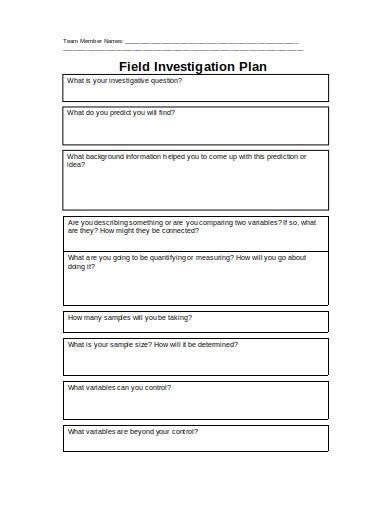 Sample Investigation Plan Outline