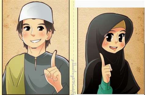 Menutup Aurat Gambar Kartun Lelaki Dan Perempuan Muslimah Mencari Redha Allah Batasan Hubungan