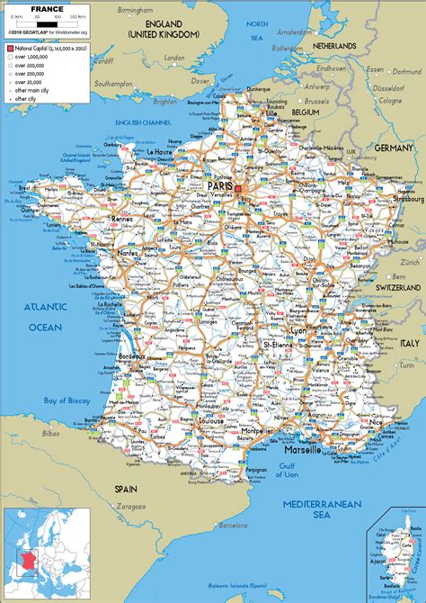 Large Size Road Map Of France Worldometer