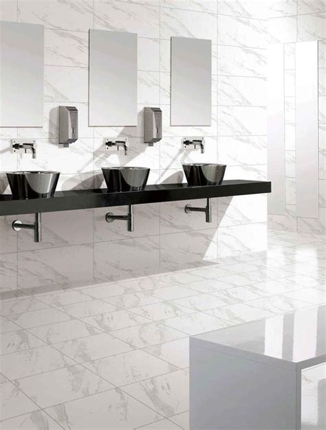 Carrara White Porcelain Bathroom Wall Tiles Indoor 30 X 60 Cm Size High