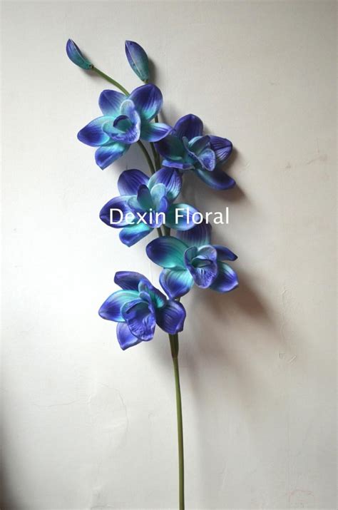 Two Tone Blues Cymbidium Orchids Single Stems Centerpieces Real Touch
