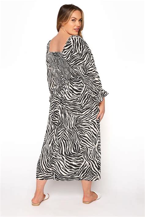 Plus Size Yours London Black Zebra Print Shirred Front Maxi Dress Yours Clothing