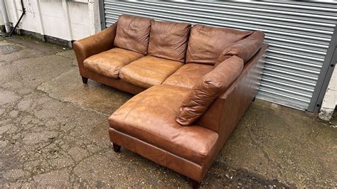 Laura Ashley Baslow Brown Leather Corner Sofa Ebay