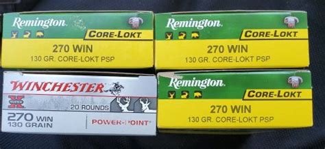 80 Rounds 270 Win 130 Gr Remington Core Lokt And Winchester Power