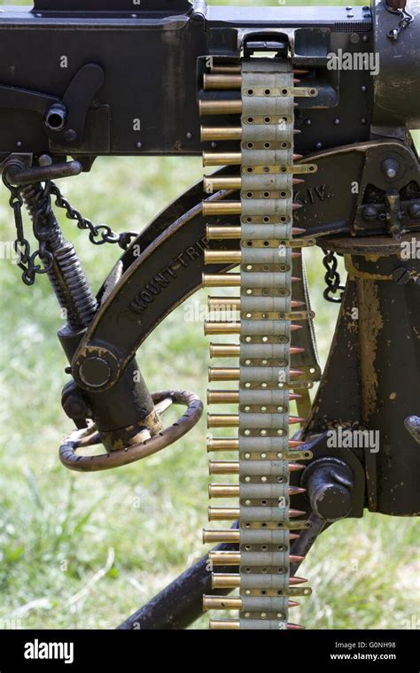 Metal Belt With Machine Gun Cartridges Stock Photo Alamy