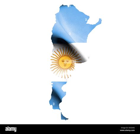 Mapa De Argentina Con Banderas Ondeantes Aislado En Blanco Fotografía